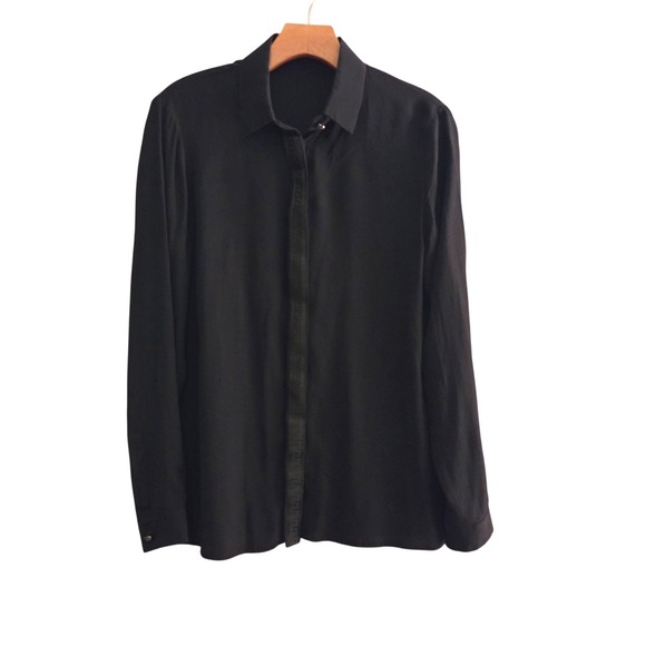 Versace Tops - Versace Black Greek Key Medusa Button Up Shirt SilkBlend Style A77064 Sz 40/US 4
